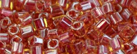 (image for) TOHO 1.5mm Cube Shape Seed Beads-Red Lined Topaz. T1.5C365-250
