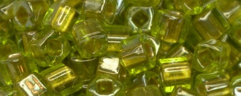(image for) TOHO 3 mm Cube-Bronze Lined Peridot