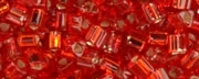(image for) TOHO Size 11/o Triangle Shape Seed Bead-Ruby Silver Lined * 100 Gram Bag - Click Image to Close