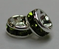 (image for) 4mm Silver Plate Rhinestone Rondelle-Olivine-100