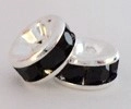 (image for) 6mm Silver Plate Rhinestone Rondelle-Jet 100 pack