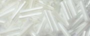 (image for) TOHO Size 3 Bugle Bead. 9mm Length-White Opaque Luster. 100 Gram Bag