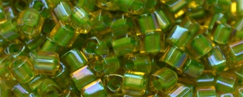 (image for) TOHO 2mm Cube Shape Seed Beads-Green Lined Topaz. #T2C393-100