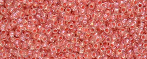 TOHO Size 15/o Round Seed Bead-Salmon Lined Crystal Rainbow. 15T779-100 (image for) TOHO Size 15/o Round Seed Bead-Salmon Lined Crystal Rainbow. 15T779-100