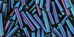 (image for) TOHO Size 2 Bugle Bead. 6mm Length-Navy Blue Iris Metallic. 100 Gram Bag