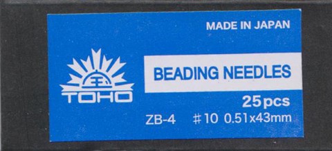TOHO Beading Needle #10 (0.51x43mm) - 5 pack #ZB-4-5 packs of 25pc - Click Image to Close