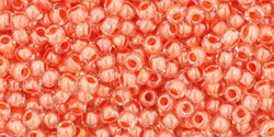 (image for) TOHO Size 11/o Round Seed Bead-Salmon Lined Crystal Transparent. 11T985-100