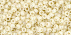 (image for) TOHO Size 11/o Round Seed Bead-Light Cream Opaque Rainbow. 11T409-250