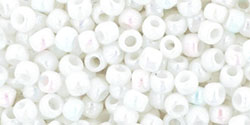 (image for) TOHO Size 8/o Round Seed Bead-White Opaque Rainbow. 8T401-250