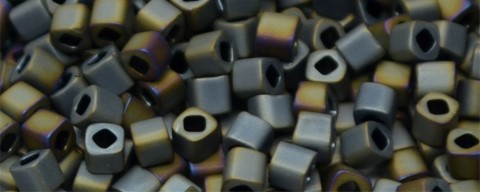 TOHO 1.5 mm Cube Beads-Green Grey Metallic Matte