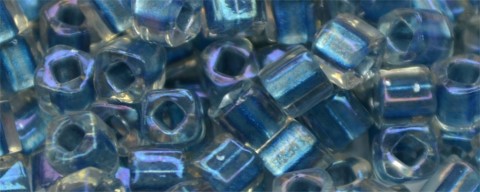 TOHO 3mm Cube-Metallic Blue Lined Crystal Rainbow #T3C263-100