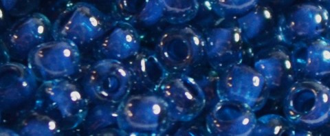(image for) TOHO Size 15/o Round Seed Bead-Dark Blue Lined Aqua Transparent. 15T932-100