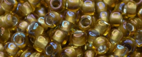 (image for) TOHO Size 15/o Round Seed Bead-Dark Bronze Lined Topaz Rainbow. 15T278-100